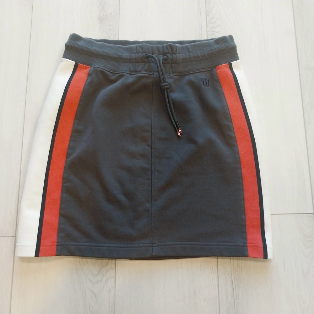 Wilson Gray Tennis Skirt with Red and White Stripes